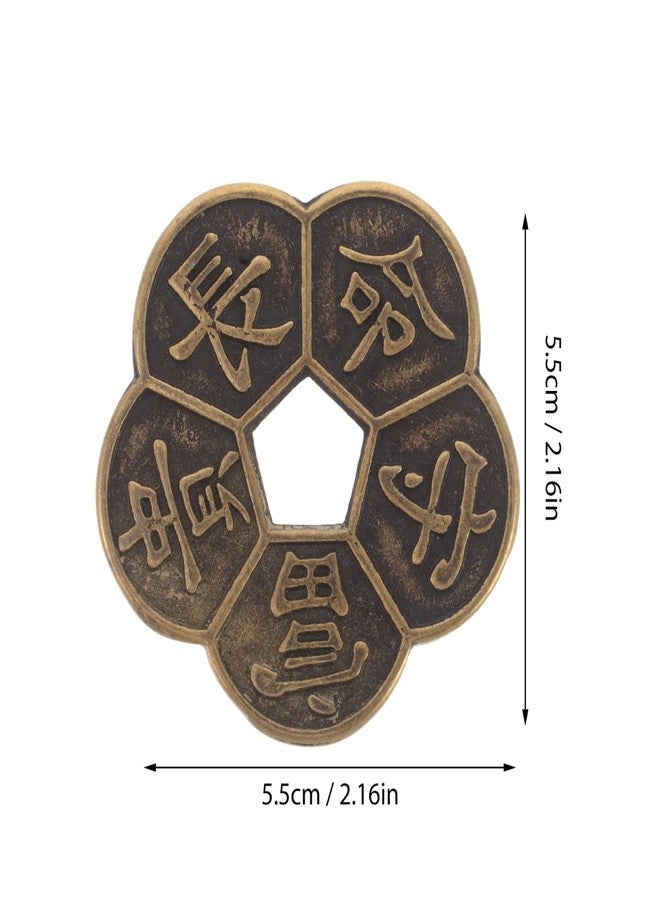 عملات فنغ شوي الصينية مثقوبة - مجموعة من 6 عملات إي تشينغ للتنبؤ والتكهن، نحاسية 2.2 بوصة، تمائم حظ لجلب الثروة والنجاح والحماية، وديكور المنزل - Image 3